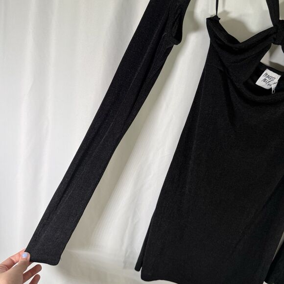 New Princess Polly Giovanni Mini Dress Womens 6 Black Pull On Unlined Semi Sheer - Picture 6 of 15